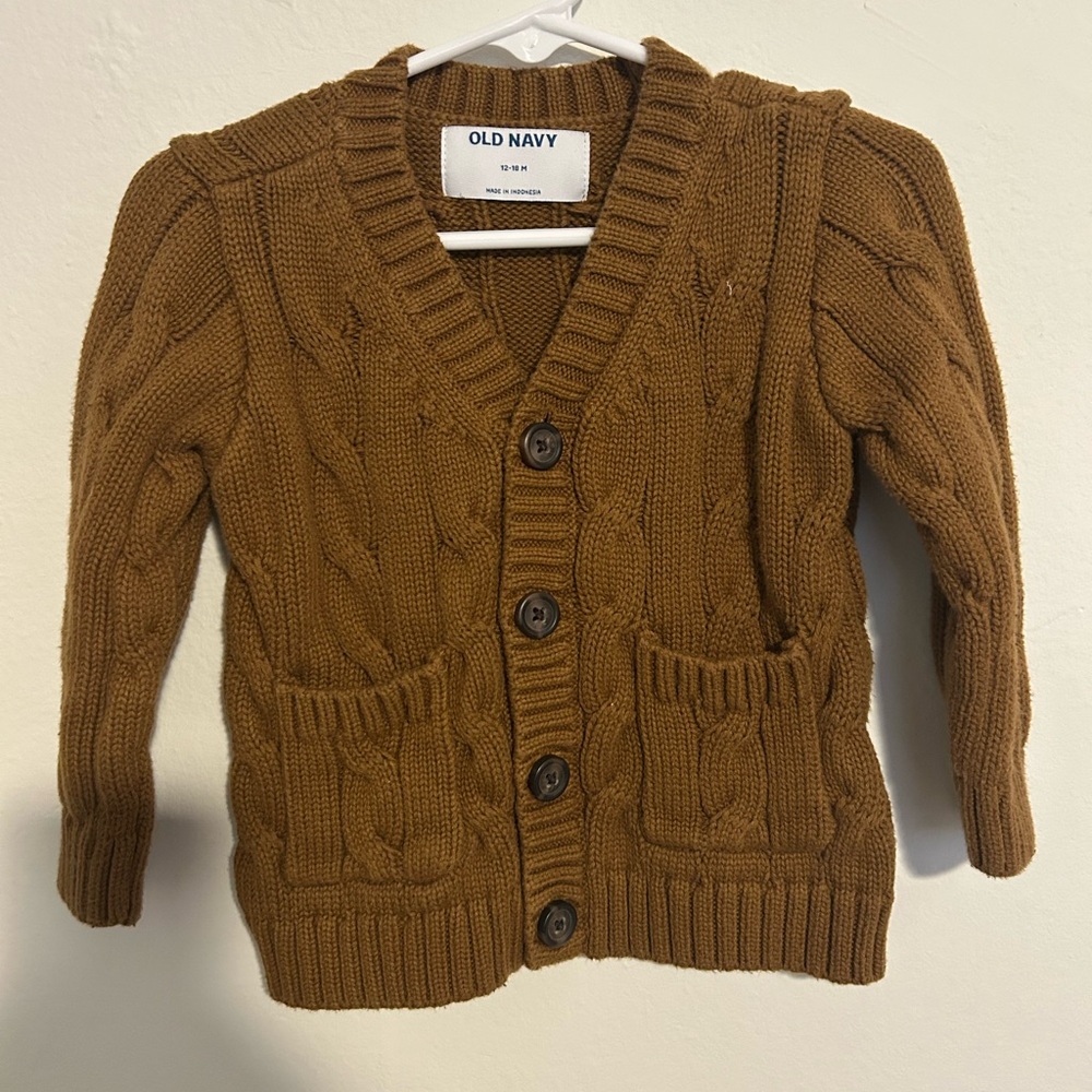 Old Navy Kids Tan Cable Knit Cardigan